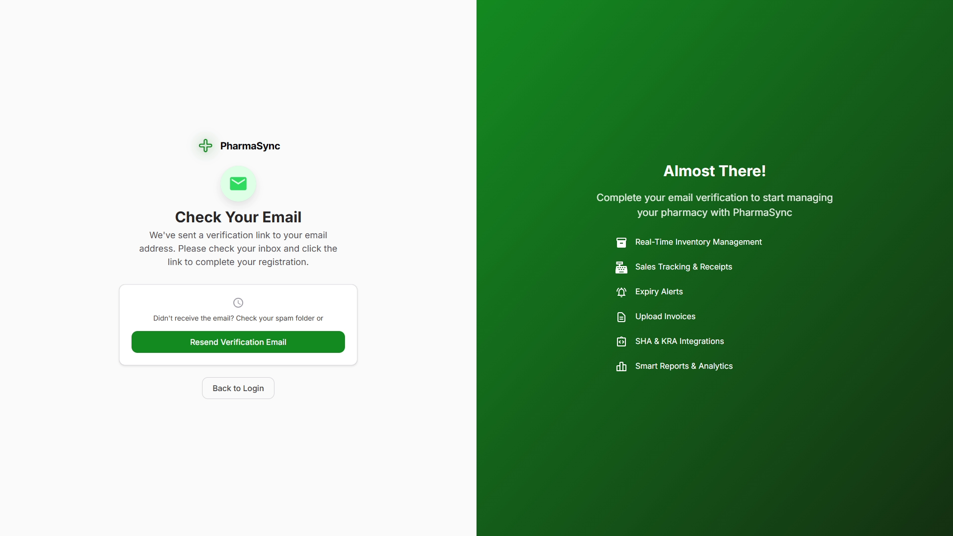 Email verification screen